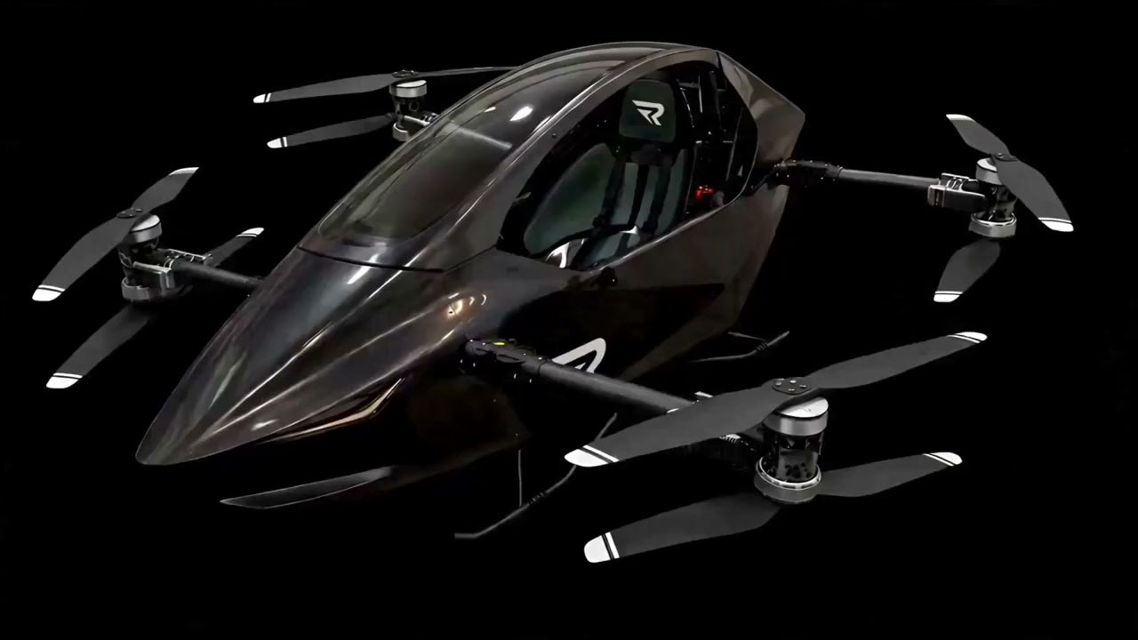 Black REVTOL aircraft system visualization